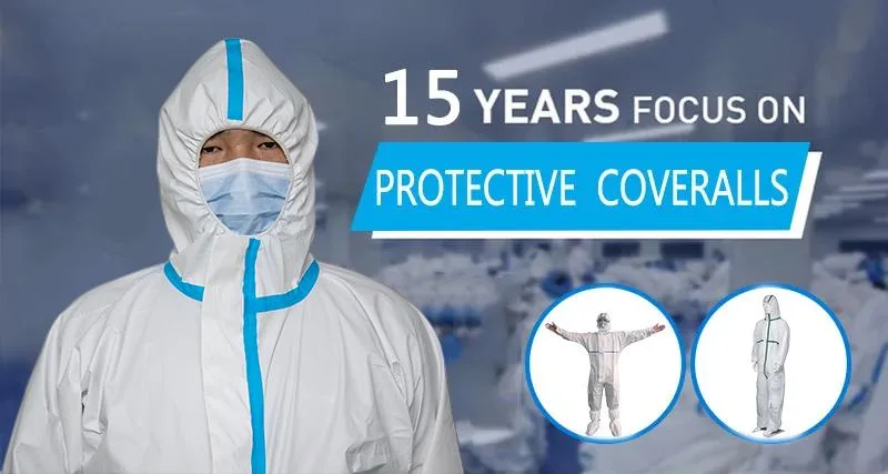 Type 4/5/6 White Microporous Coverall Disposable Protective Clothing with Hood with Melt Tapes