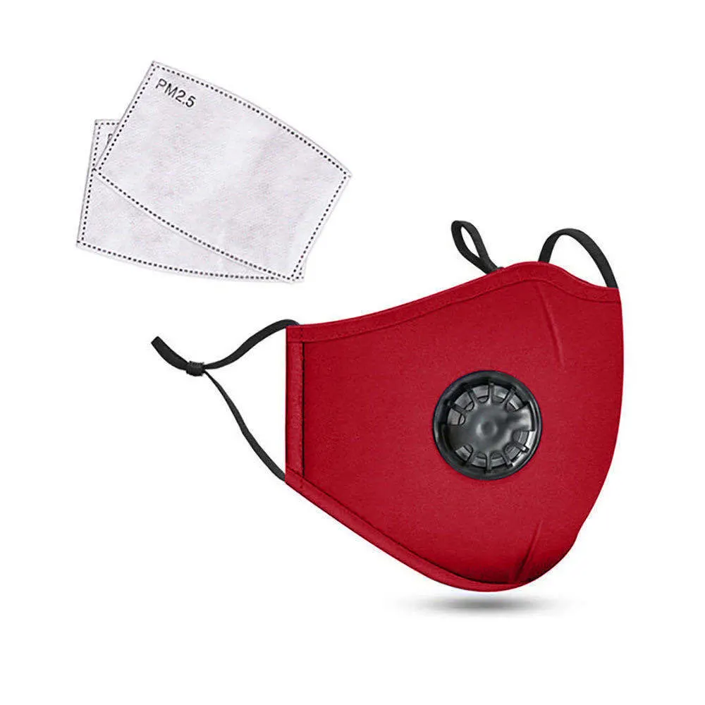Reusable Cotton Mask Pm2.5 Filter Washable Cloth Fabric Face Masks with Valve Skin Friendly