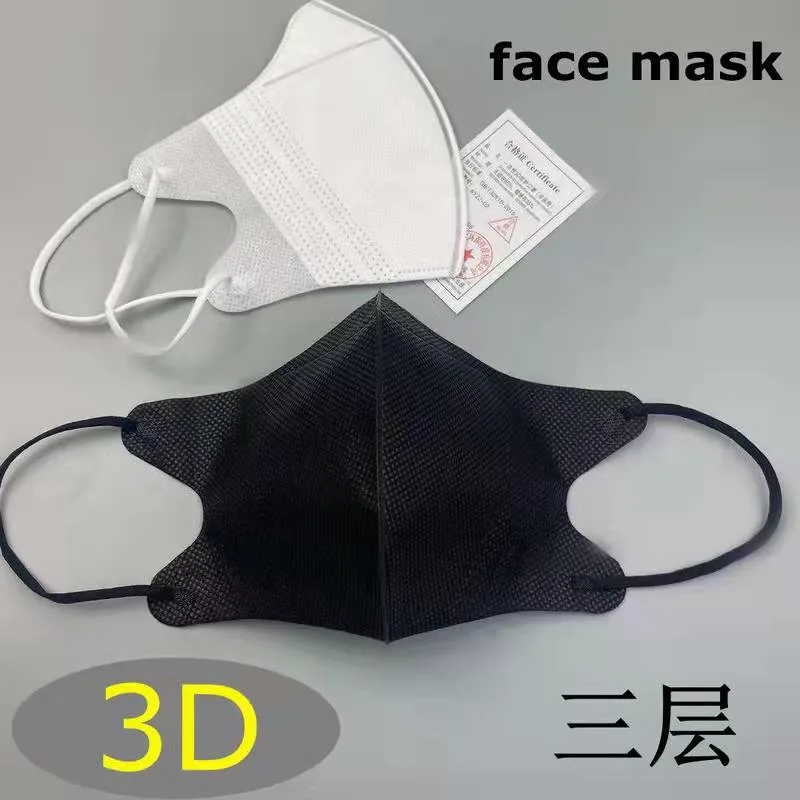 Fashion 3D Shape Cloth Face Mask Fabric Unisex Black Anti Dust Washable Masks for Adult