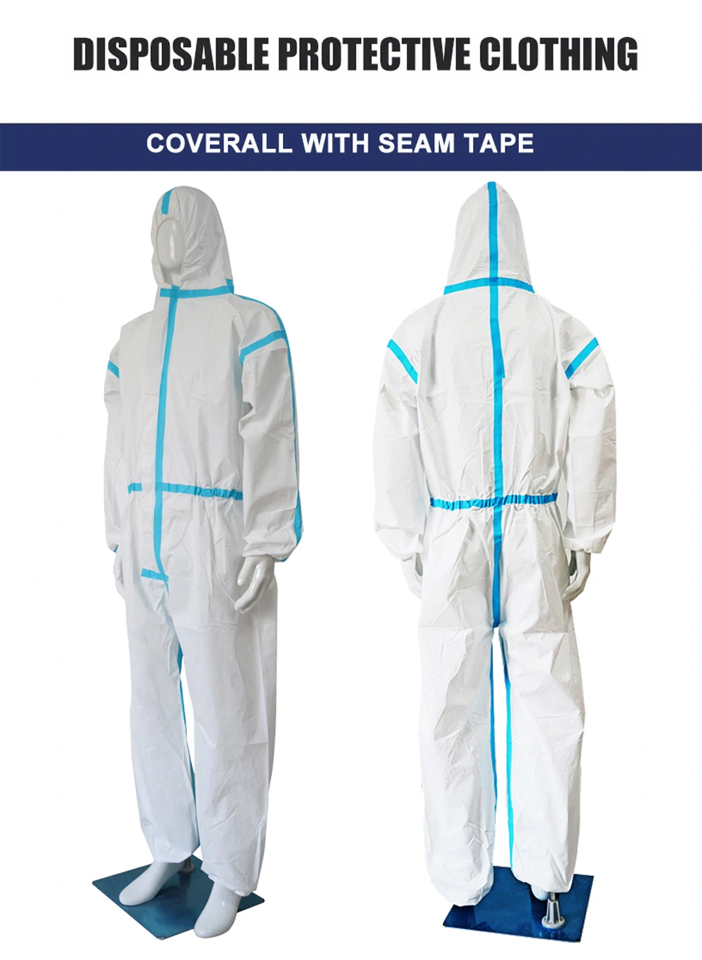 Type 3/4 Microporous Chemical Protective Anti Pneumonia Medical Disposable Coverall